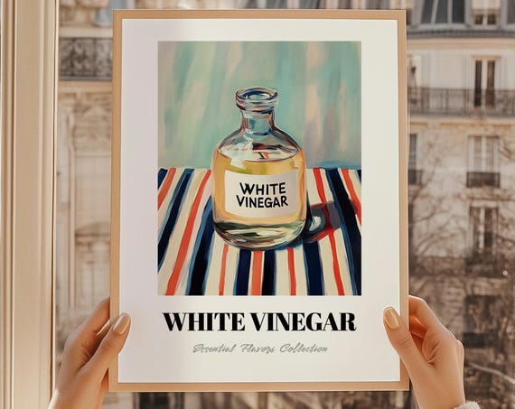 White Vinegar Grocery Painting Pantry Print Foodie Gift Restaurant Wall Decor Kitchen Art