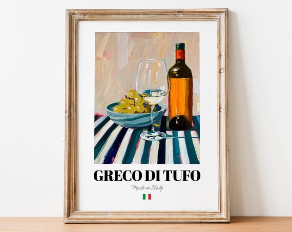 Greco di Tufo Italian White Wine Grape Still Life Art Poster