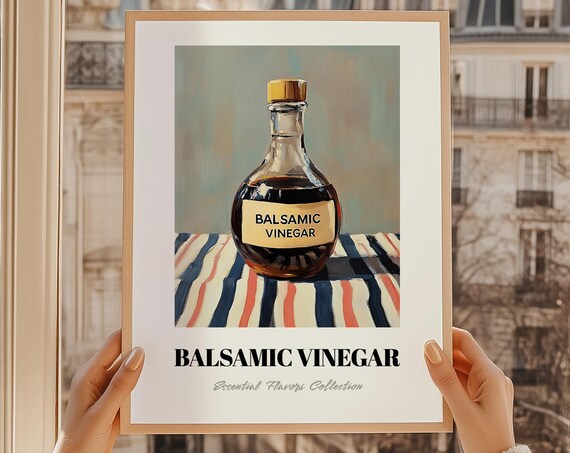 Balsamic Vinegar Glass Bottle Essential Flavors Kitchen Pantry Poster