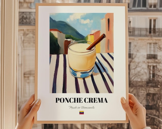 Ponche Crema Venezuelan Spirit Poster Venezuela Bar Dcor Wall Art Friend Dining Room