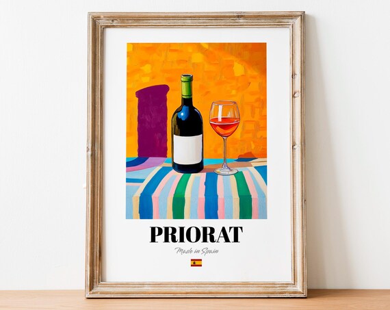 Priorat Wine Wall Art Print Poster Robust Red Artwork For Kitchens