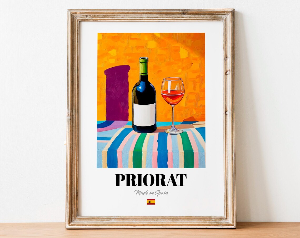 Priorat Wine Wall Art Print Poster Robust Red Artwork For Kitchens