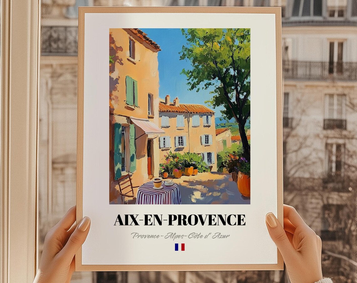 Aix-en-Provence France Sunny Terrace Oil Painting Provence Poster