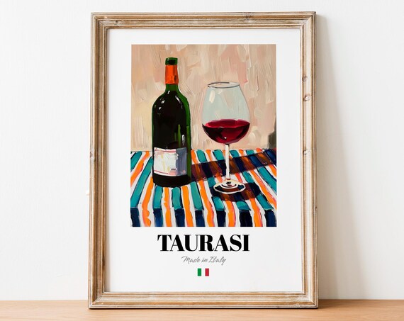 Italian Taurasi Art Print Poster Vineyard Artwork For Restaurants And Bars