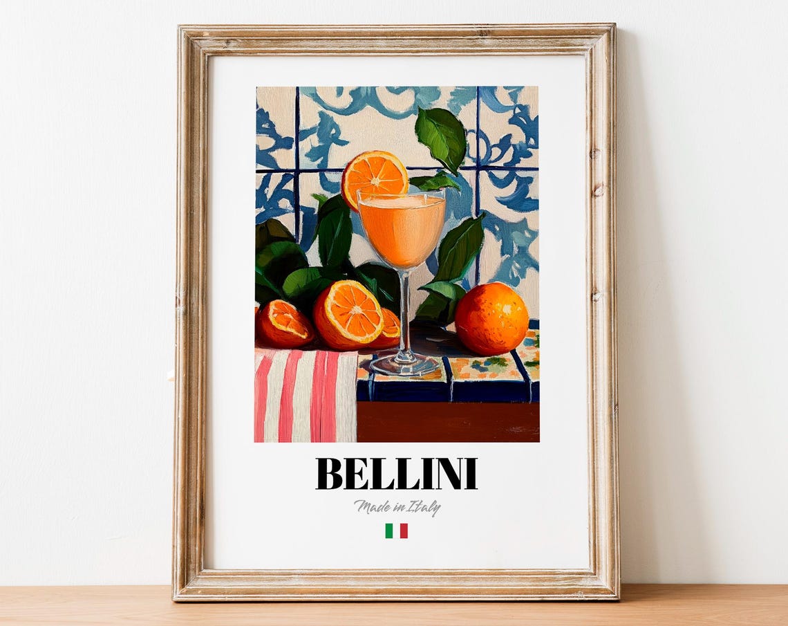 Bellini Made in Italy Sparkling Peach Cocktail Bar Art Poster