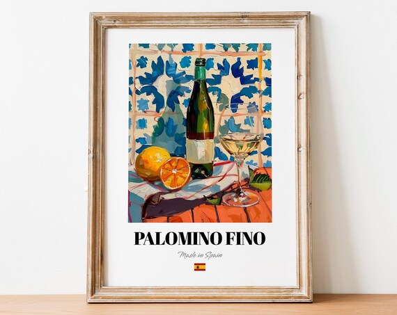 Vintage Palomino Fino Bottle Print Poster Wine Art For Homes And Bars