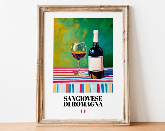 Sangiovese Di Romagna Wall Art Print Poster Italian Wine Artwork For Kitchens