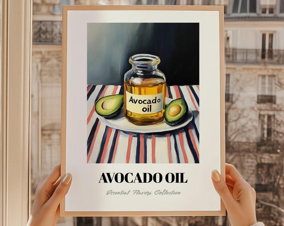 Avocado Oil Grocery Wall Art Pantry Labels Print Chef Gift Restaurant Decor Kitchen