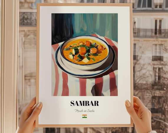 Sambar Lentil Stew Made in India Painted Indian Cuisine Poster