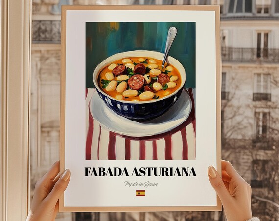 Fabada Asturiana Spanish Food Painting Cafe Modern Menu Kitchen Wall Decor 21st Birthday Gift Poster