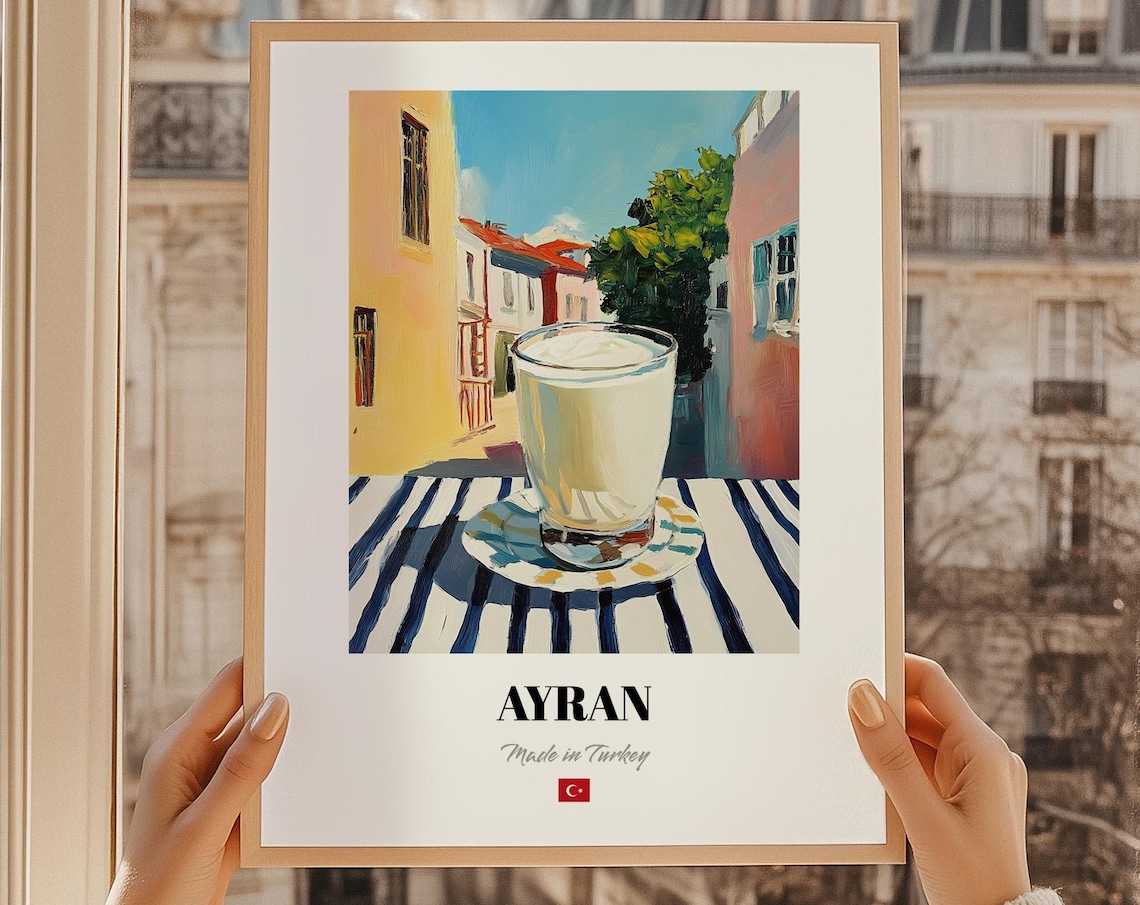 Ayran Turkish Beverage Poster Bar Dcor Wall Art Friend Gift Kitchen