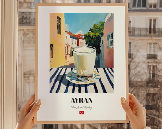 Ayran Turkish Beverage Poster Bar Dcor Wall Art Friend Gift Kitchen