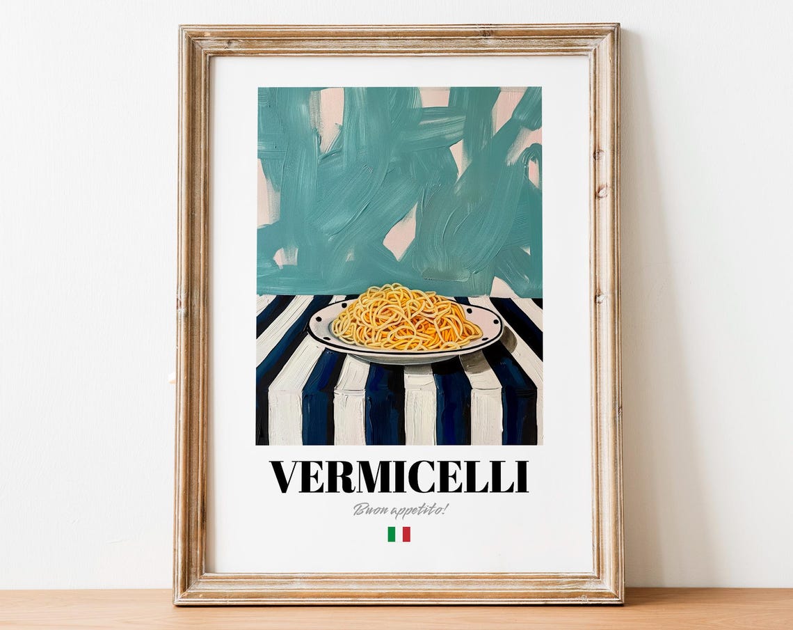 Vermicelli Spaghetti Plate Buon Appetito Modern Italian Food Poster
