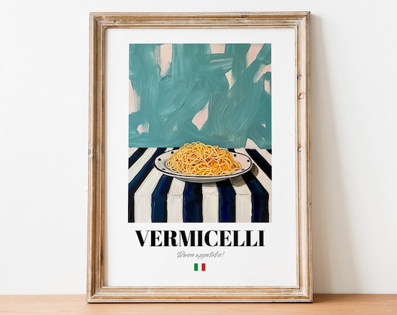 Vermicelli Spaghetti Plate Buon Appetito Modern Italian Food Poster