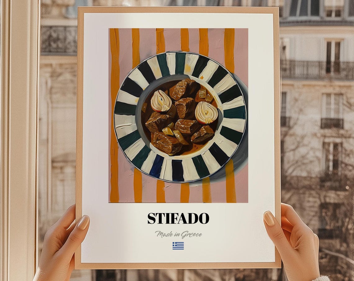 Stifado Greek Food Painting Restaurant Poster Art Dining Room Print