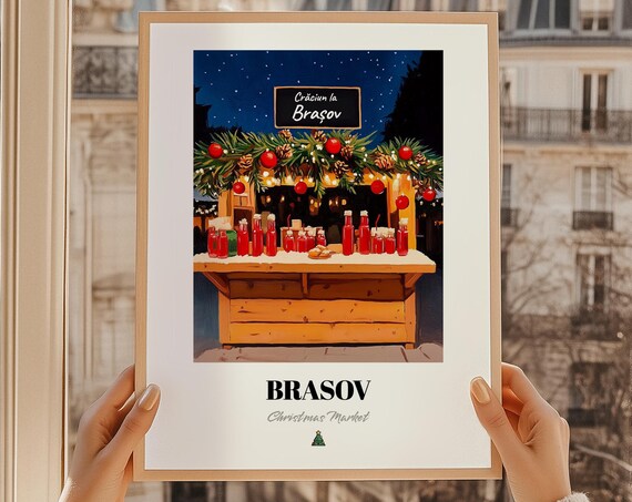 Brasov Braov Romania Christmas Market Wall Art Print Poster Cadou De Crciun La