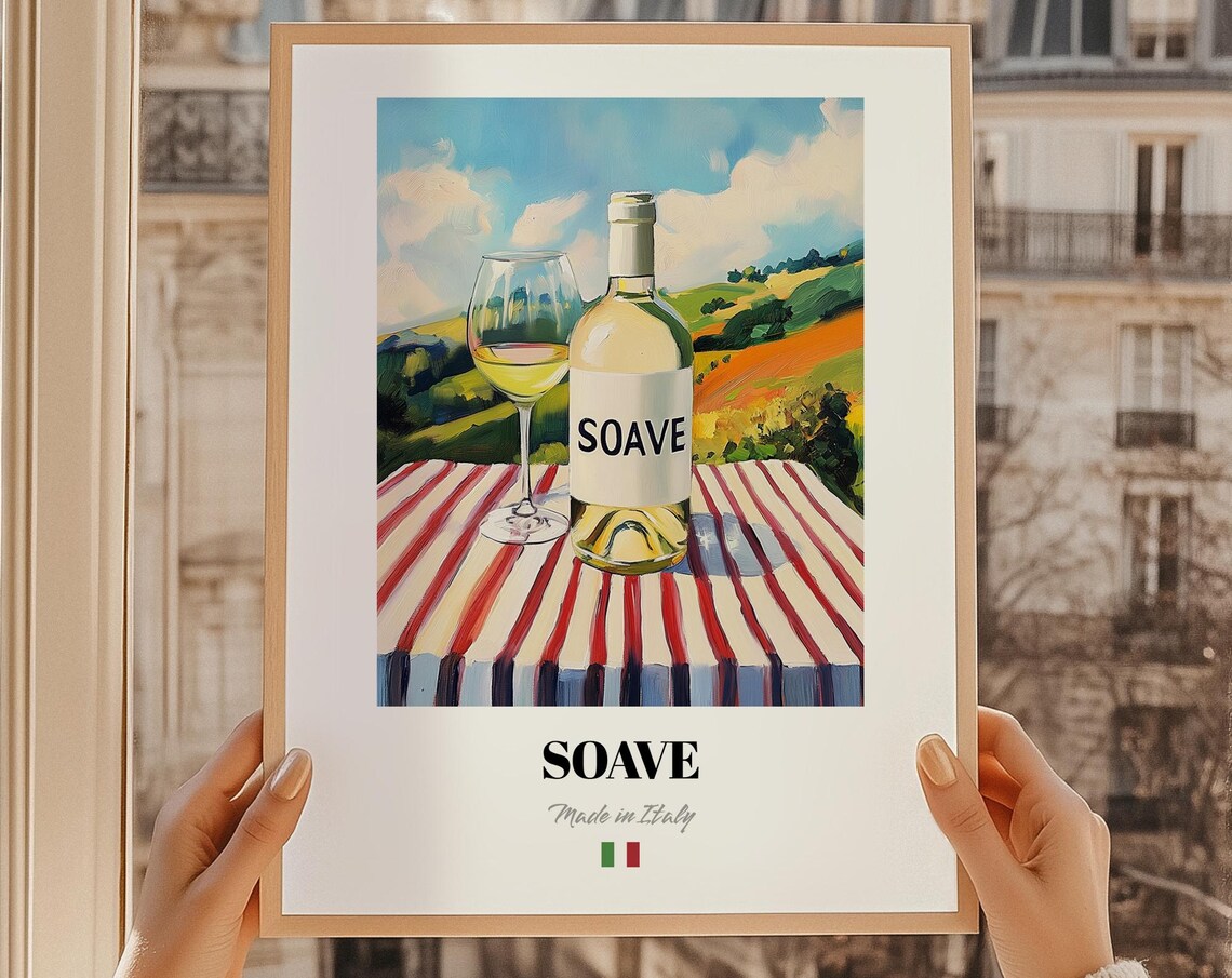 Soave Italian White Wine Poster Bar Dcor Wall Art Friend Gift Dining Room Print