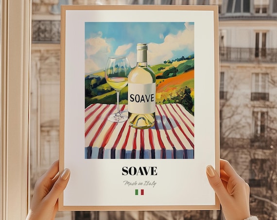Soave Italian White Wine Bottle Made in Italy Bar Wall Poster