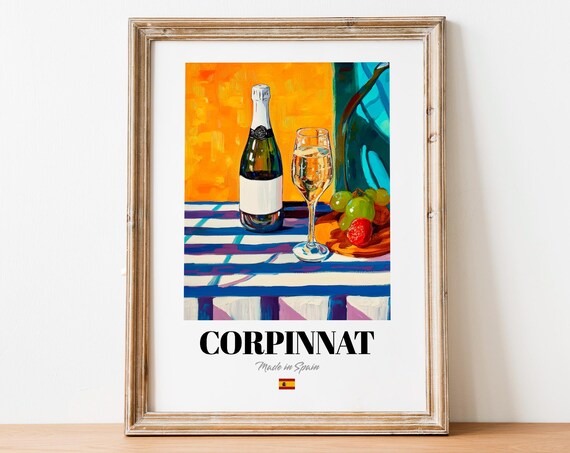 Corpinnat Wine Wall Art Print Poster Elegant Sparkling Artwork For Kitchens