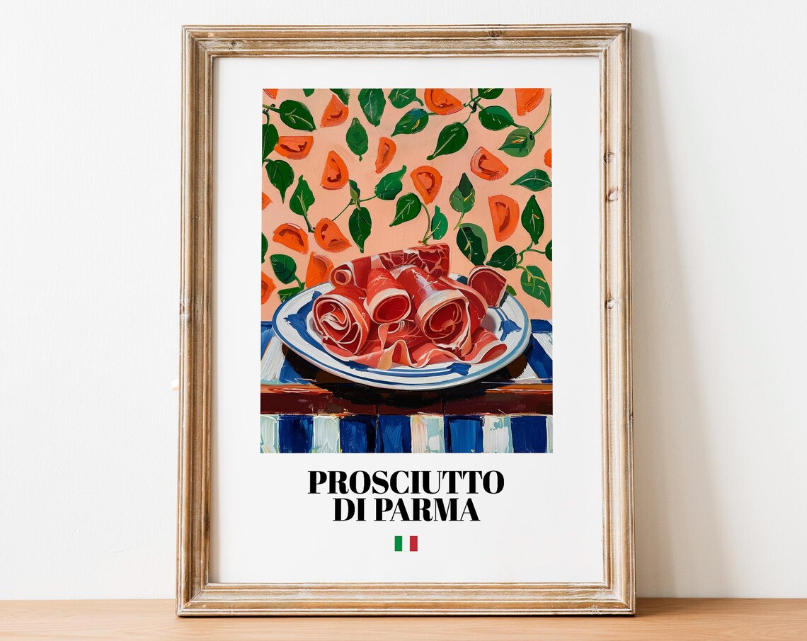 Prosciutto di Parma Rolled Ham Plate Citrus Italian Deli Kitchen Poster