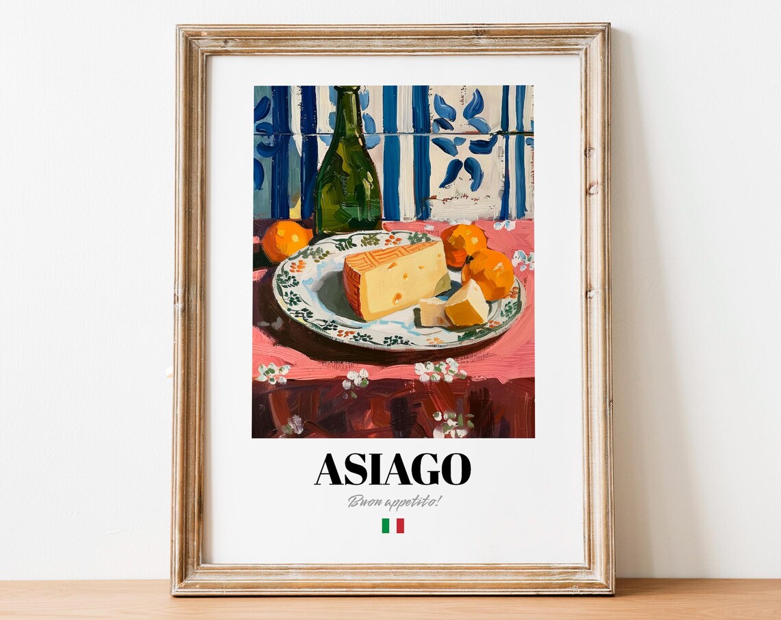 Italian Asiago Poster Aged Cheese Art For Foodie Spaces