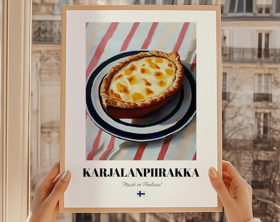 Karjalanpiirakka Karelian Pie Wall Art Print Poster Finnish Cuisine Pastry Friend Gift Finland Cafe