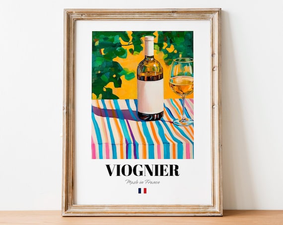 Viognier Wine Wall Art Print Poster Aromatic French White For Kitchens