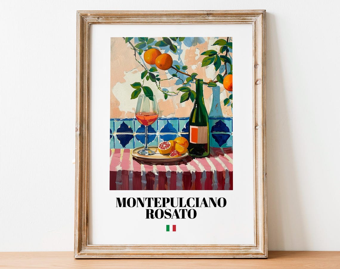 Montepulciano Rosato Italian Wine Oranges Citrus Tree Painting Wall Art