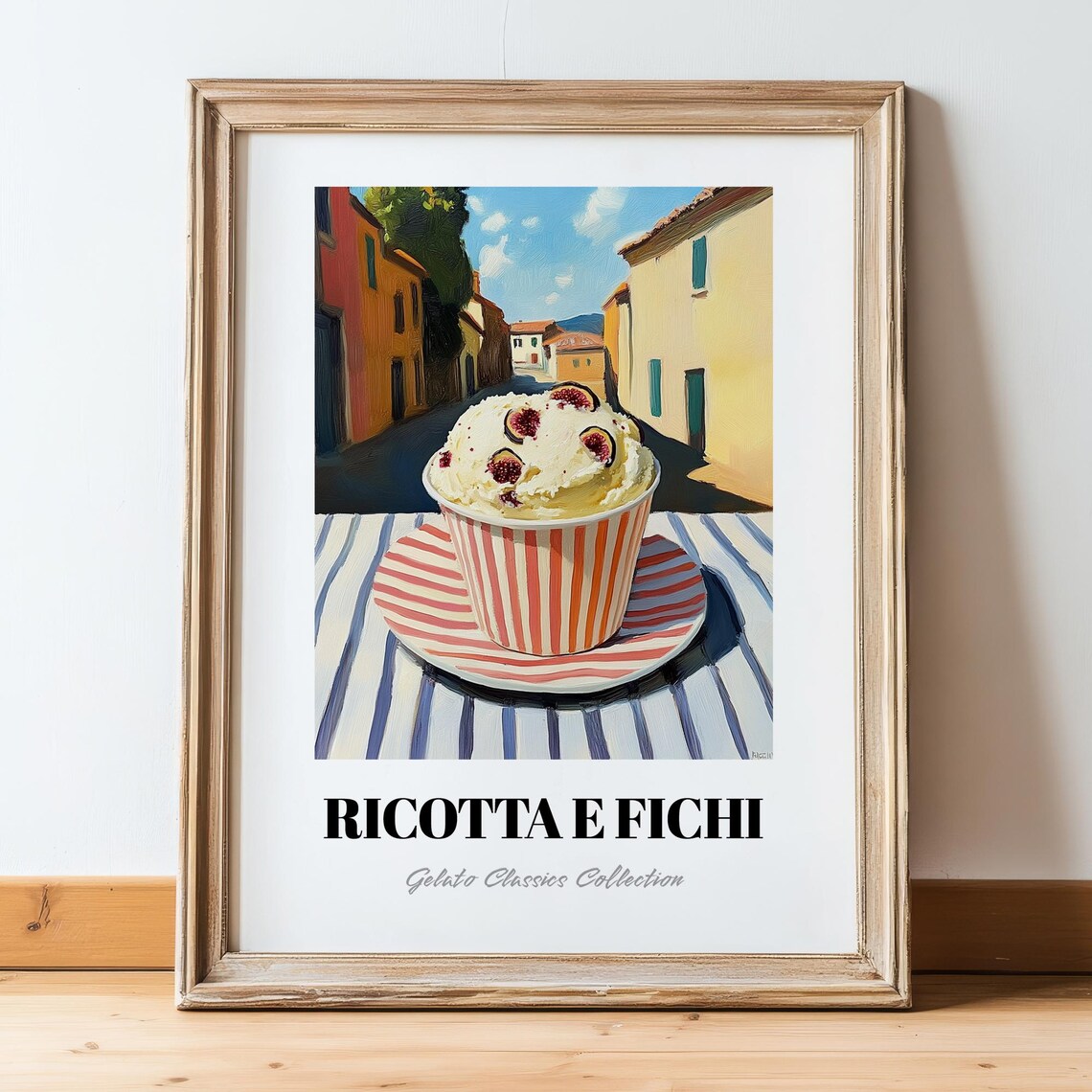 Ricotta e Fichi Gelato Cup Italian Street Scene Dessert Poster