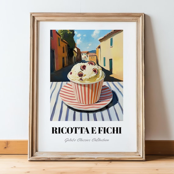Ricotta e Fichi Gelato Cup Italian Street Scene Dessert Poster