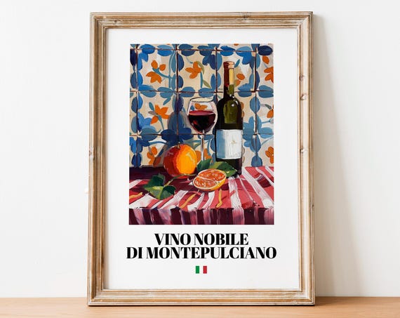 Vino Nobile di Montepulciano Italian Red Wine Citrus Art Poster