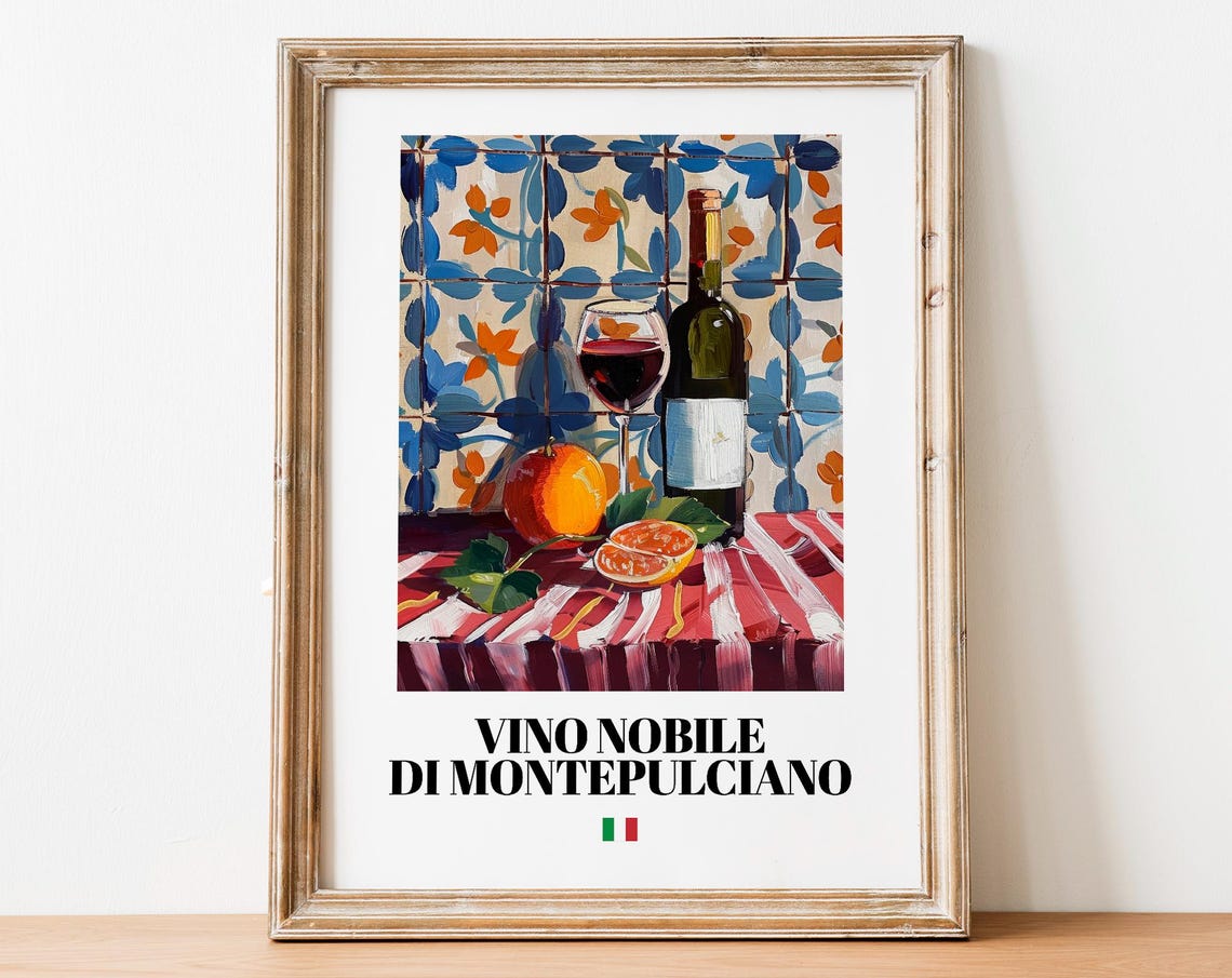 Vino Nobile di Montepulciano Italian Red Wine Citrus Art Poster