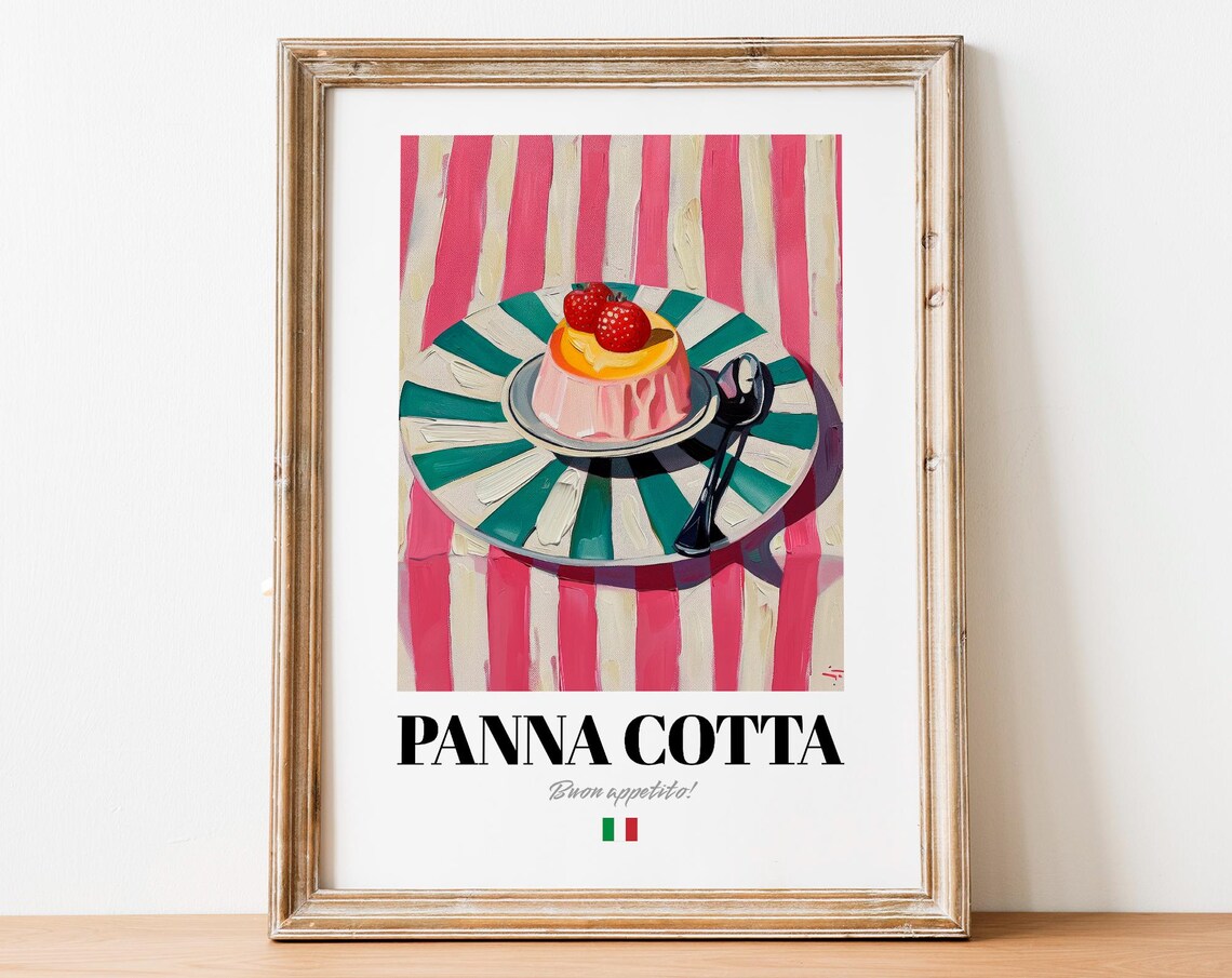 Vintage Panna Cotta Wall Decor Italian Food Poster For Kitchens