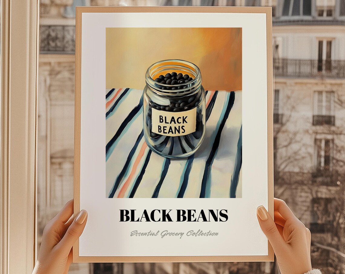 Black Beans Grocery Poster Pantry Decor Print Chef Gift Restaurant Wall Kitchen Art