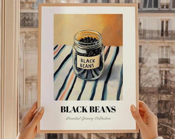 Black Beans Grocery Poster Pantry Decor Print Chef Gift Restaurant Wall Kitchen Art