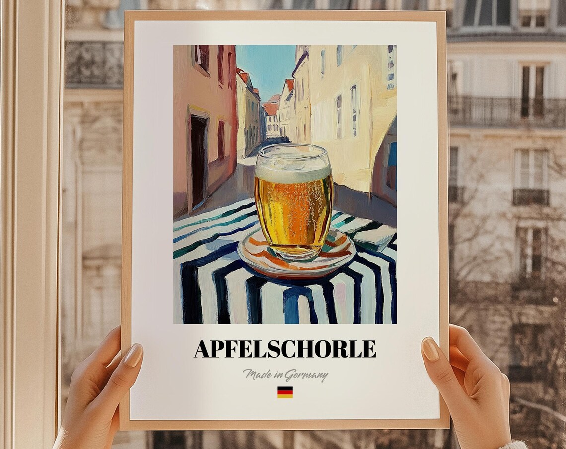 Apfelschorle German Beverage Poster Bar Dcor Wall Art Friend Gift Kitchen
