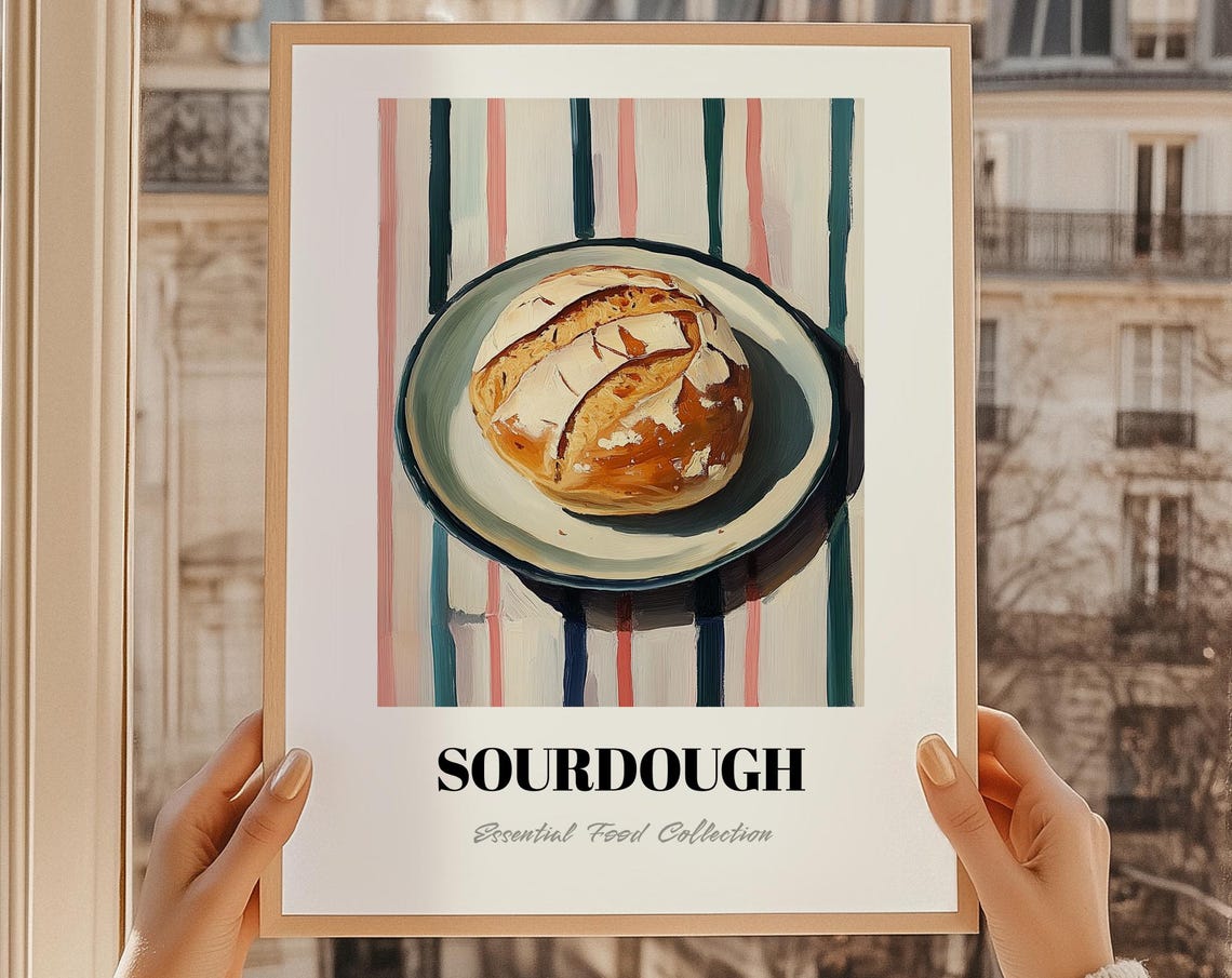 Sourdough Rustic Boule Artisan Bread Baking Still Life Kitchen Poster