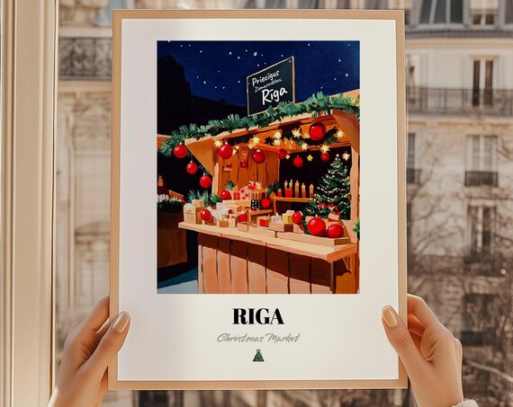 Riga Rga Latvia Christmas Market Wall Dcor Print Poster Ziemassvtku Dvana Priecgus Ziemassvtkus