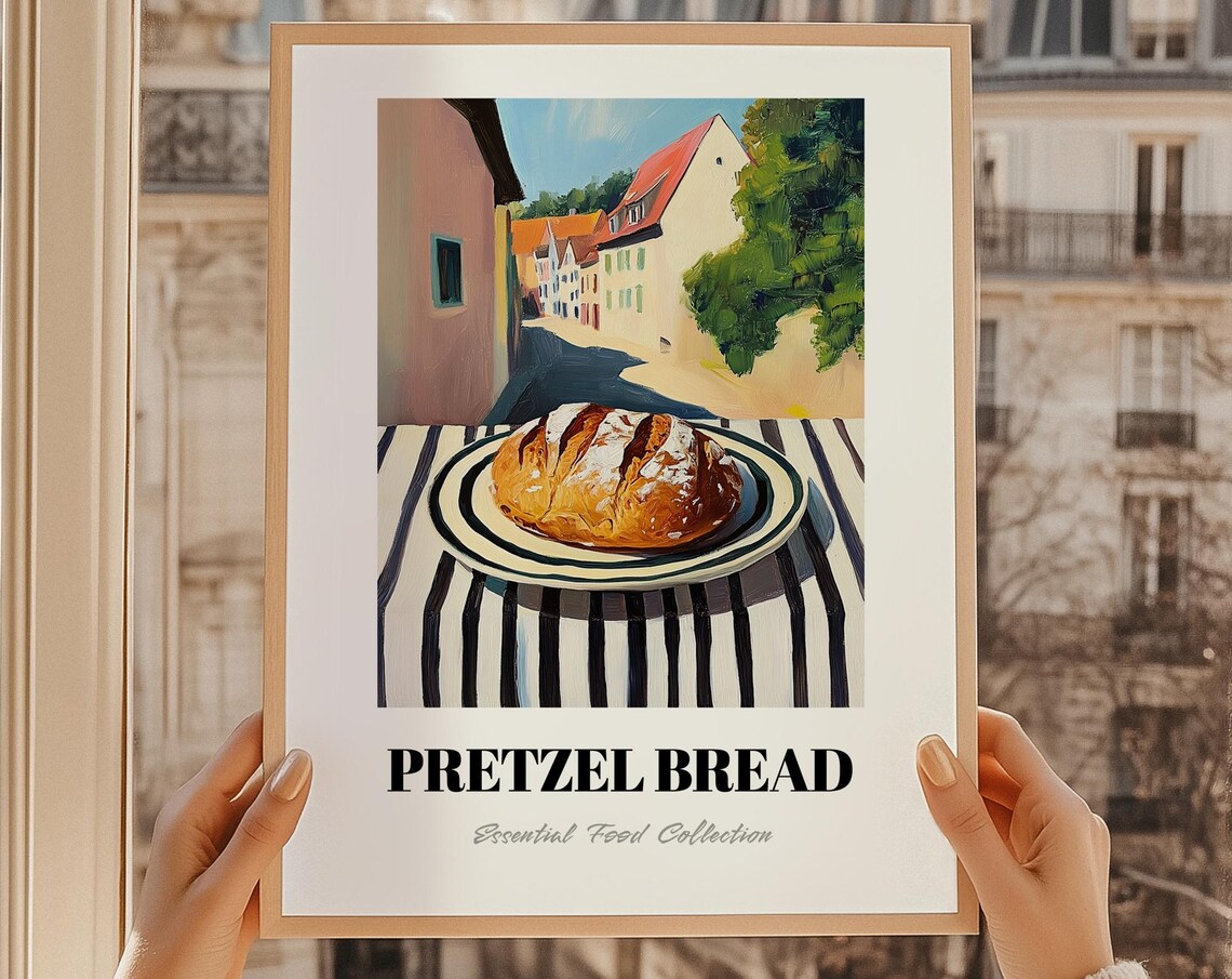 Pretzel Bread Golden Loaf Village Street Food Collection Poster