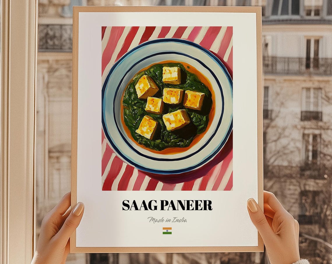 Saag Paneer Spinach Curry Made in India Painted Indian Dish Poster