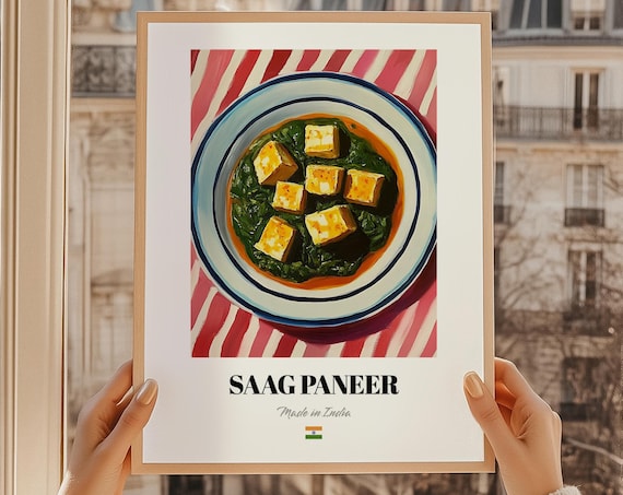 Saag Paneer Spinach Curry Made in India Painted Indian Dish Poster