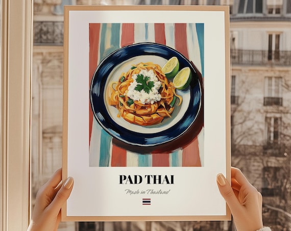 Pad Thai Wall Art Print Poster Cuisine Noodle Dish Friend Gift Thailand Restaurant