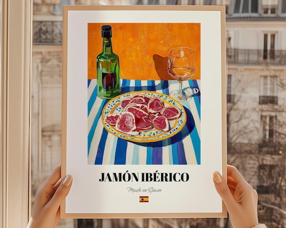 Jamn Ibrico Spanish Food Poster Snack Bar Jamon Iberico Kitchen Wall Decor Dining Room Print