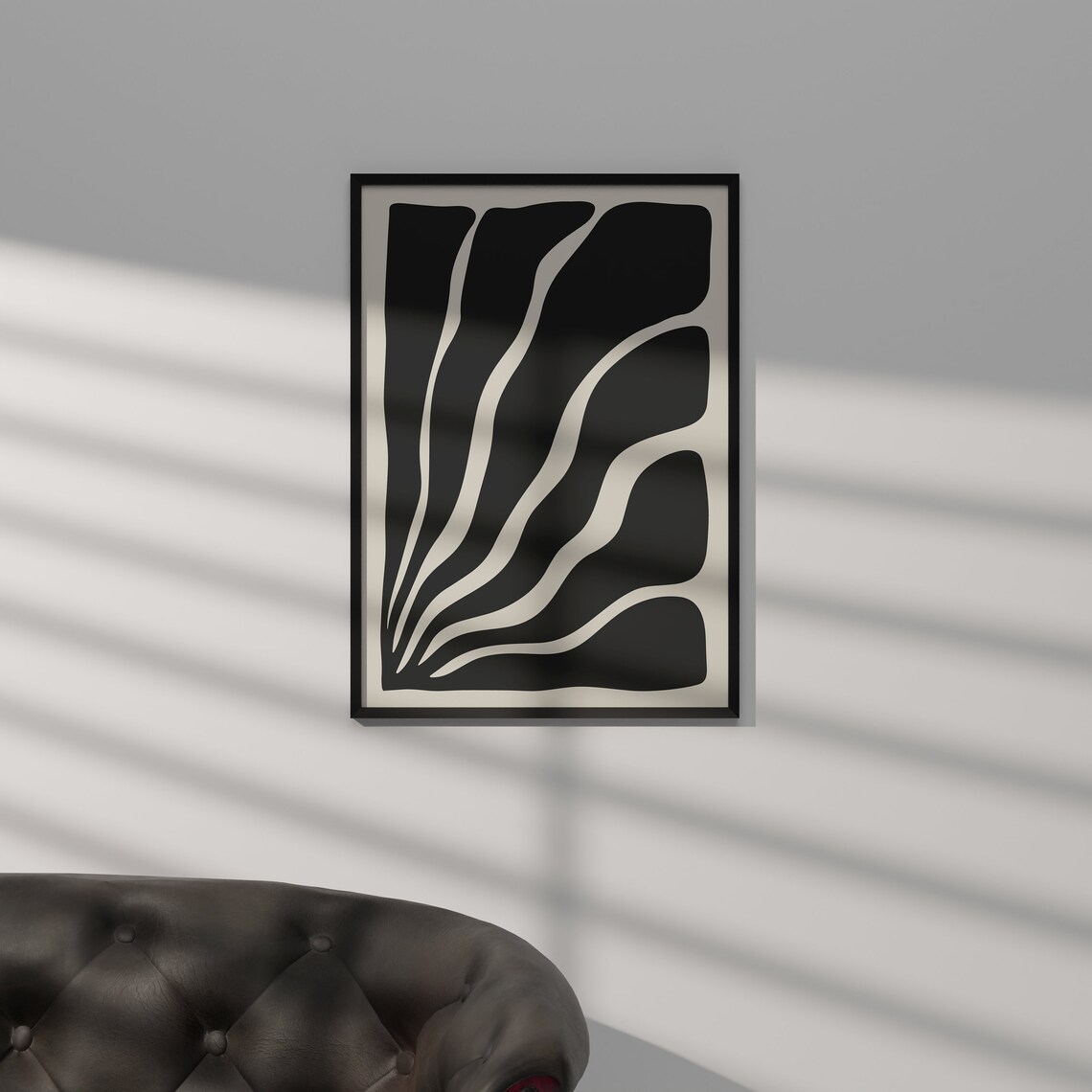 Black Wavy Stripe Abstract Pattern Modern Minimalist Art Poster - Image 2