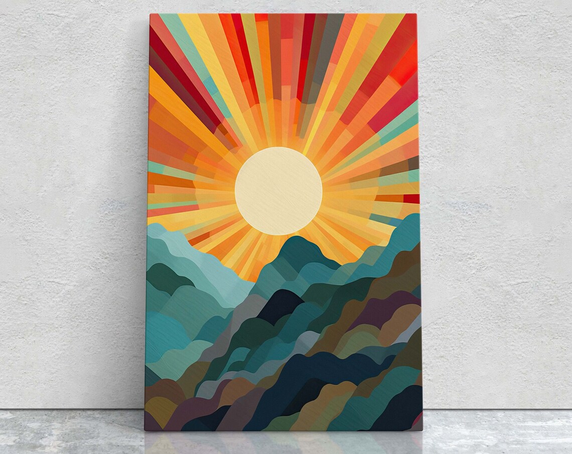 Sunshine Mountain Sunset, Mid-Century Modern Art Print