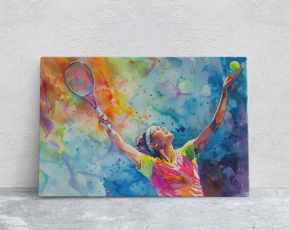 Womens Tennis Girls Tennis Colorful Sports Woman Sports Large Art Print Framed Girls Room Kids Room Athlete