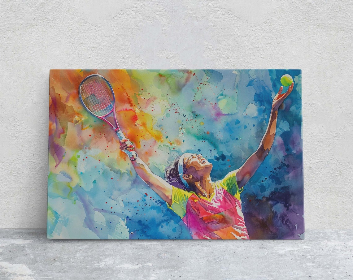 Womens Tennis Girls Tennis Colorful Sports Woman Sports Large Art Print Framed Girls Room Kids Room Athlete
