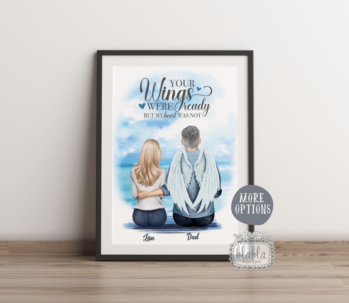 Personalised Memorial Poster Your Wings Were Ready Angel Dad Design - Image 2