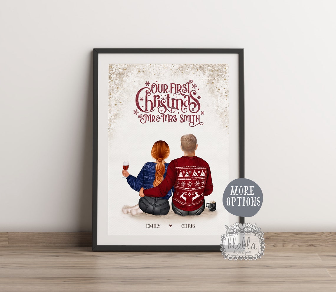 Our First Christmas as Mr and Mrs Smith Personalised Couple Poster - Image 2