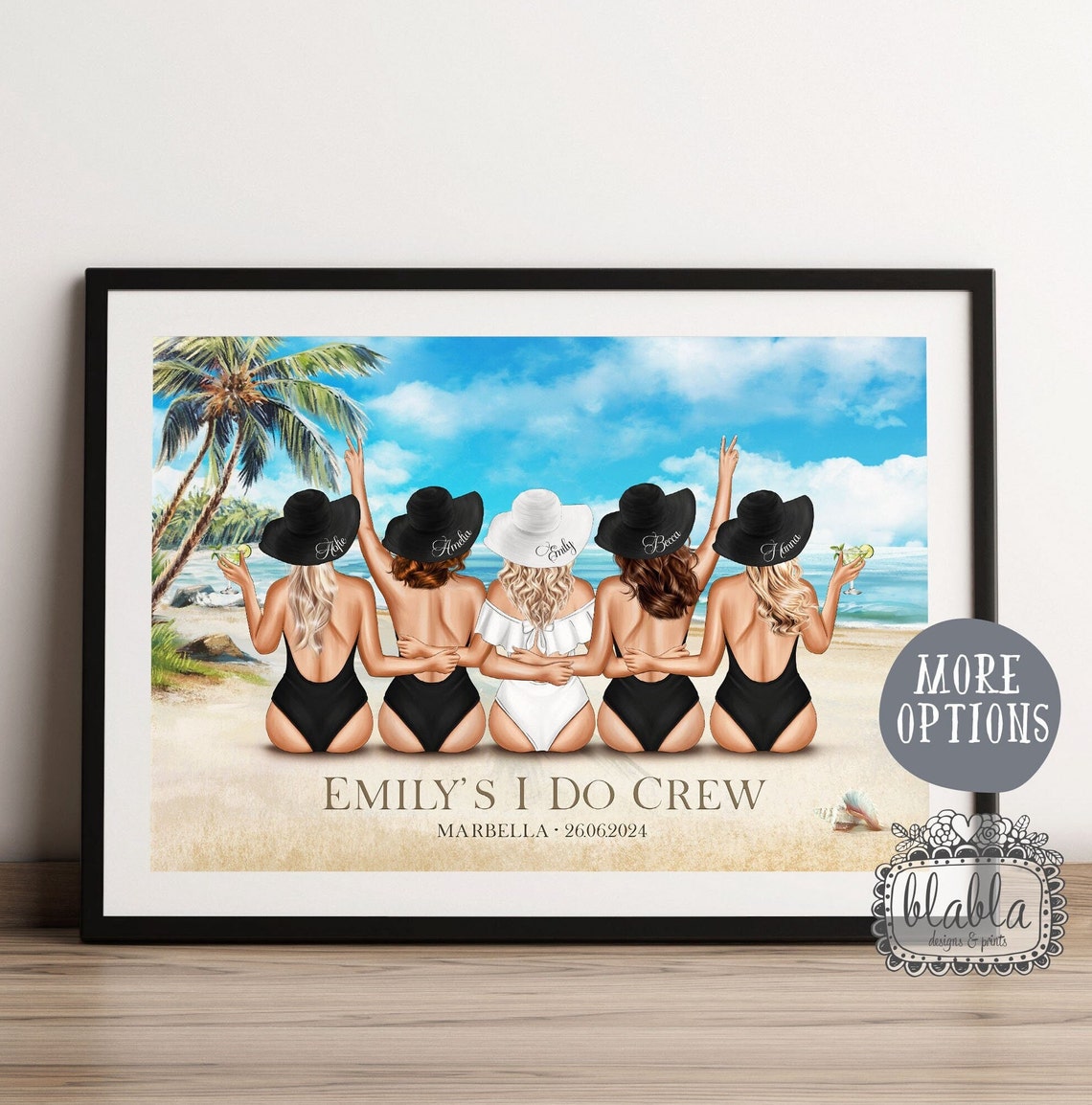 Emily's I Do Crew Marbella Beach Bachelorette Swimsuits Poster